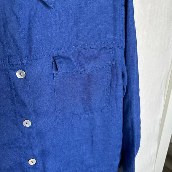 NWT Rachel Zoe 100% Linen Vibrant Blue Button-Up Shirt – Size M - Picture 2 of 9